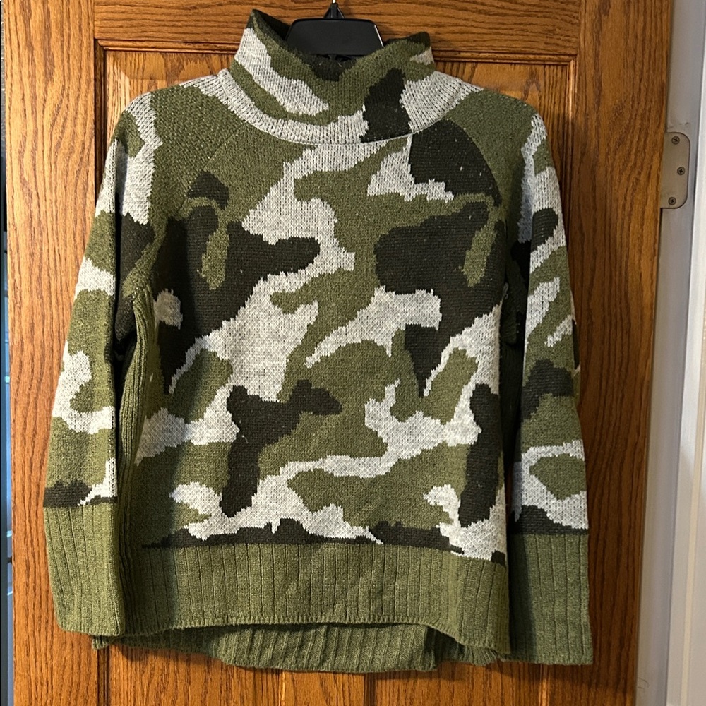 Camo Mock Neck Sweater